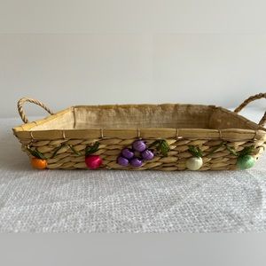 Vintage woven wicker basket tray